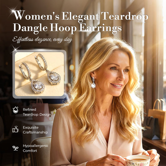 Elegant Teardrop Dangle Hoop Earrings