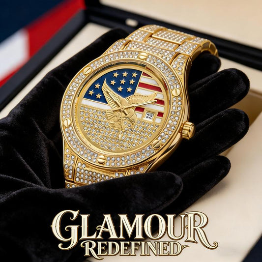 Iced Out Gold Eagle Watch Diamond Quartz Watch