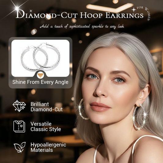 Diamond-Cut Hoop Earrings for Women