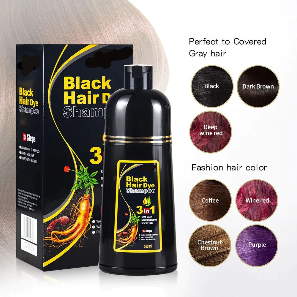 3-IN-1 Black Hair Dye Shampoo