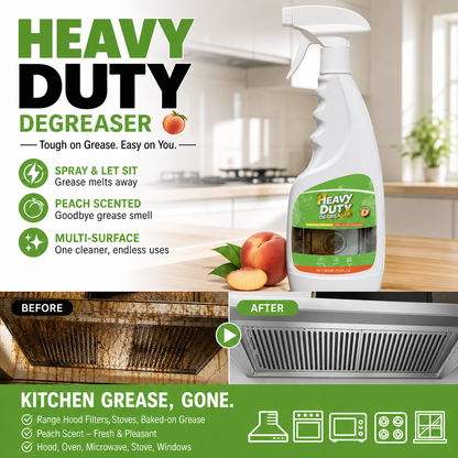 🏆 50% OFF! 🍑 Heavy-Duty Kitchen Degreaser Spray – Fast-Acting Grease Melter, Perfect for Range Hoods & Refreshing Peach Aroma – One Spray, Spotless Kitchen ✨