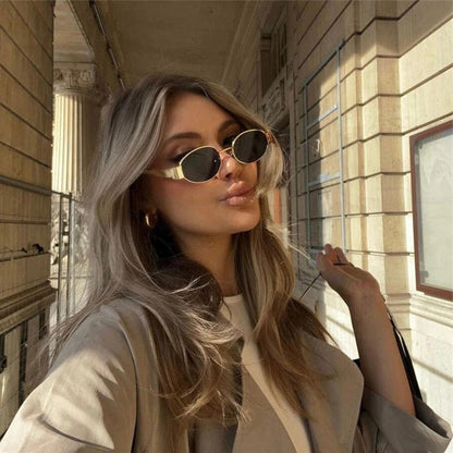 Vintage Oval Frame Sunglasses With Case（50% OFF）