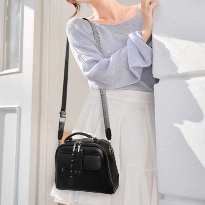 👜Bolso cadrado pequeno de varias capas de coiro suave e lixeiro de luxo