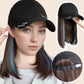 Perruca elegante de ombreiro con gorro de béisbol