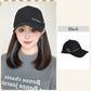 Perruca elegante de ombreiro con gorro de béisbol