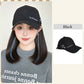 Perruca elegante de ombreiro con gorro de béisbol