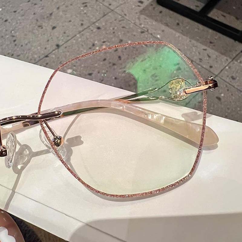 Women's Synthetic Diamonds Rimless Anti Blue Light Glasses