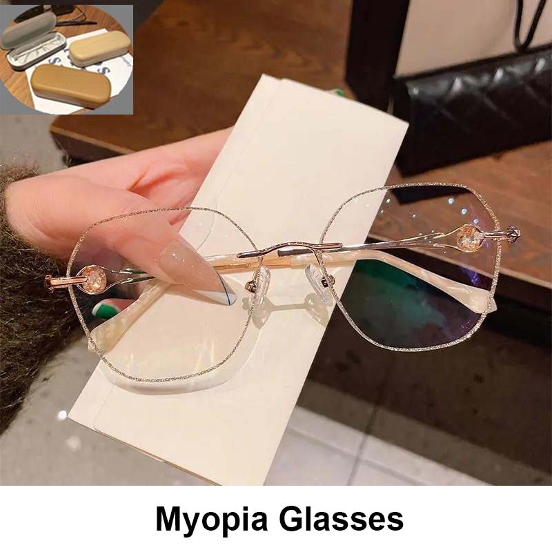 Women's Synthetic Diamonds Rimless Anti Blue Light Glasses