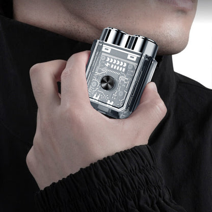 🎁Gran oferta de 2025: 49 % de desconto😍Mini afeitadora eléctrica magnética de dobre cabezal de corpo transparente