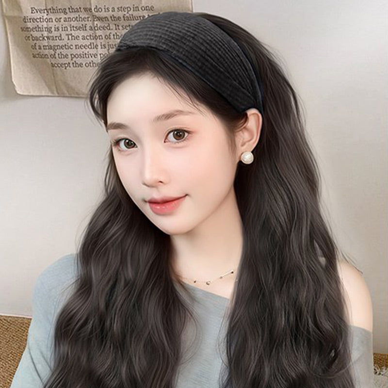 Full Head Wig Set with Removable Gray Headband