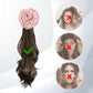 Perruca rizada de alta calidade cun clip de garra de pelo rosa （50% de desconto）