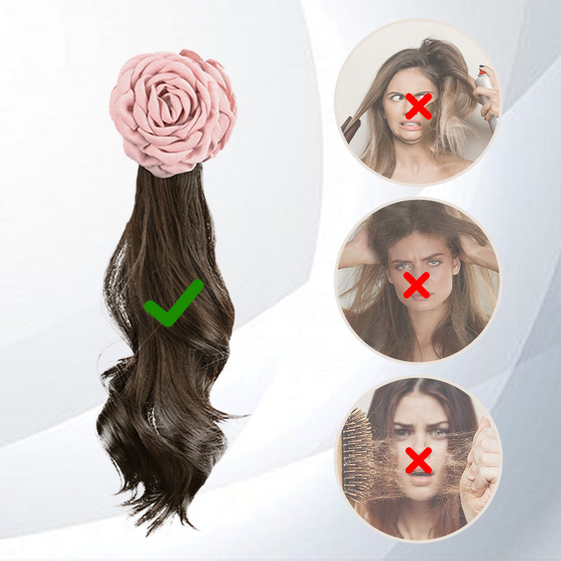 High-Quality Curly Wig with a Rose Hair Claw Clip（50% OFF）