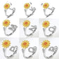 Adjustable Spinner Sunflower Alphabet Ring