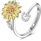 Adjustable Spinner Sunflower Alphabet Ring