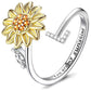 Adjustable Spinner Sunflower Alphabet Ring