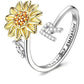 Adjustable Spinner Sunflower Alphabet Ring