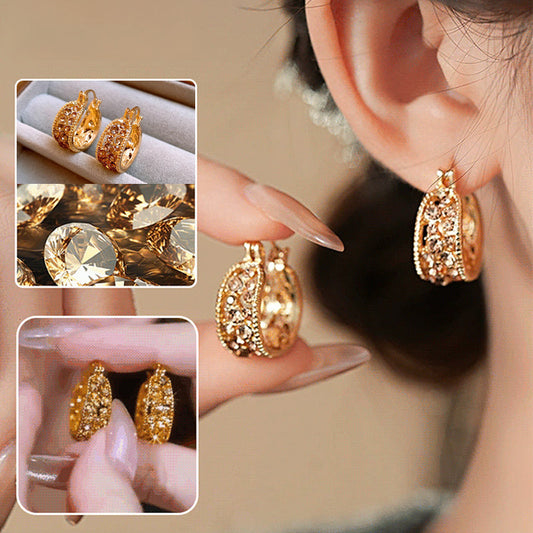 Boucles d'oreilles en zircone à tons d'or élégants pour femmes （50% de réduction）