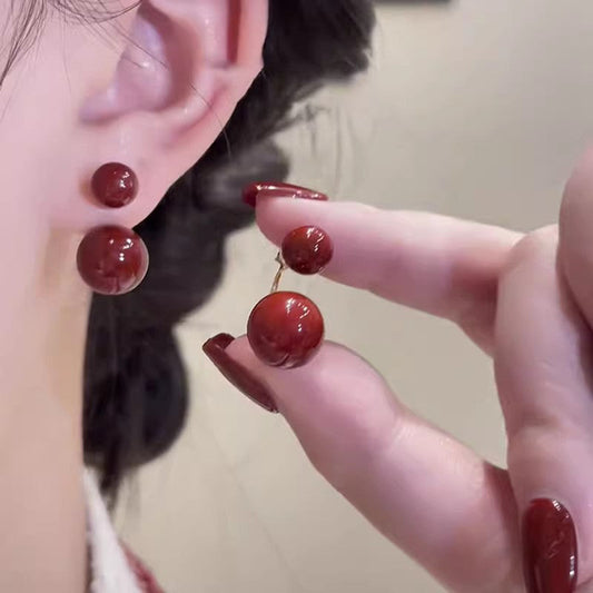 Women's Fashion Double Bead Pearl Earrings