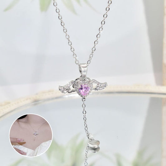 ✨ Pink Angel Wings Necklace – Movable Wing Design 💘