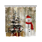 Christmas Snowman Shower Curtain Sets with 12 Hooks