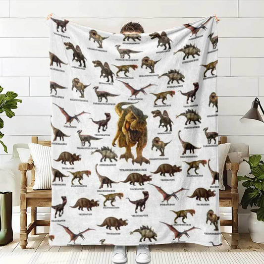 Soft Warm Dinosaur Print Blanket