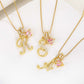 Initial Letter Necklace with Pink Heart Charm