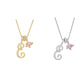 Initial Letter Necklace with Pink Heart Charm