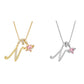 Initial Letter Necklace with Pink Heart Charm