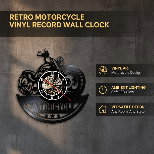 ⏳Limited-time 50% off⏰Retro Motorcycle Vinyl Record Wall Clock