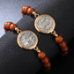 Unisex Adjustable Wooden Beads St Benedict Bracelet