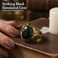 Vintage Engraved Black Simulated Gemstone Ring