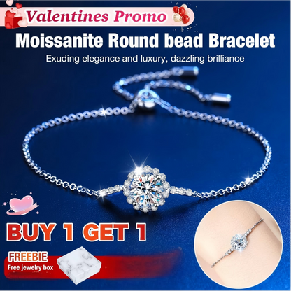 Moissanite Round Bead Bracelet with a Jewelry Box
