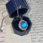 Elegant Oval Blue Pendant Necklace