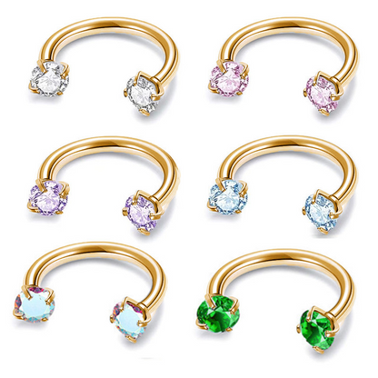 Circular Barbell Septum Ring with CZ Stones
