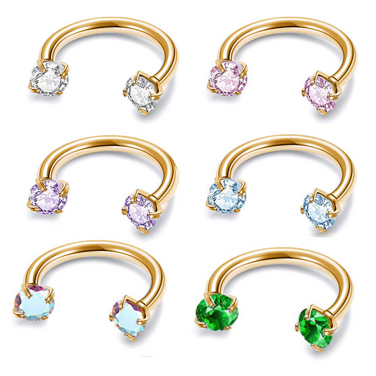 Circular Barbell Septum Ring with CZ Stones