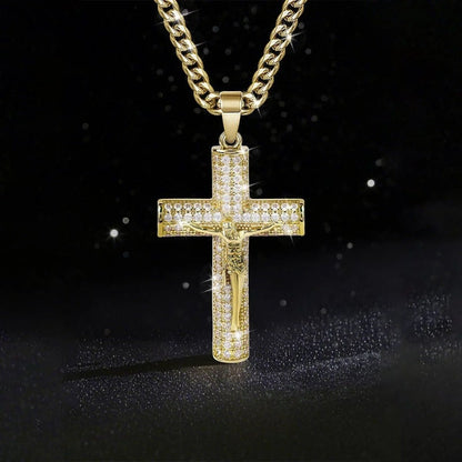 Jesus Crucifix Pendant Necklace – 14K Gold Plated, Gift Box & Spiritual Protection 🙏