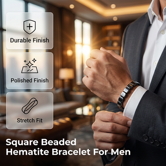 Square Beaded Hematite Bracelet For Men