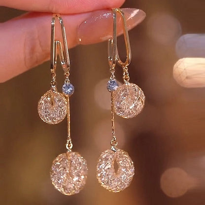 📢📢50% OFF !! ⏰Elegant Artificial Crystal Tassel Drop Earrings