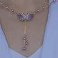 Purple Double Swan Pendant Necklace