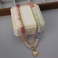 Bohemian Rainbow Bead & Chain Layered Necklace
