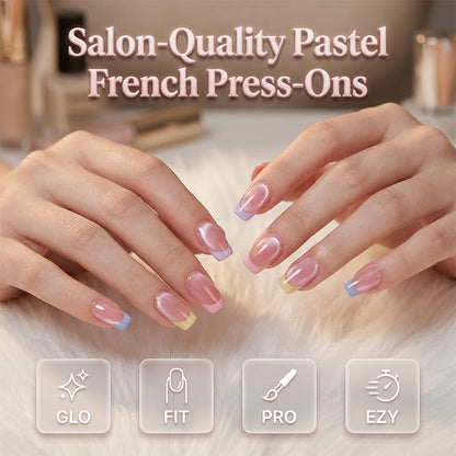 Shimmering Pastel French Manicure Press-Ons