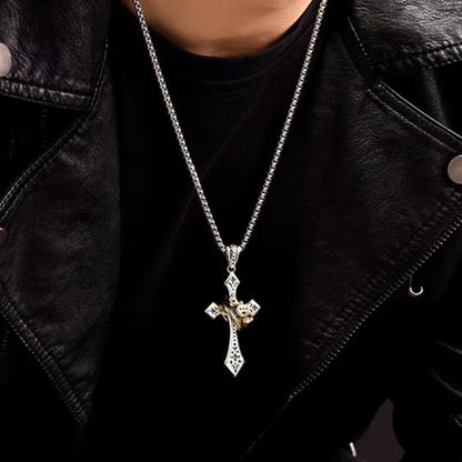 ⛪ LIMITED-TIME 50% OFF! ✨ Vintage Crown Cross Necklace – Titanium, Hypoallergenic, Meaningful ✝️