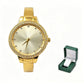 Women's Gold Bangle Watch with Rhinestone Bezel