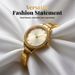 Women's Gold Bangle Watch with Rhinestone Bezel