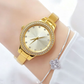 Women's Gold Bangle Watch with Rhinestone Bezel