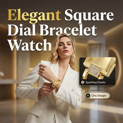⌚ LIMITED-TIME 50% OFF! ✨ Square Dial Bracelet Watch for Women with Rhinestones – Chunky Chain-Link, Elegant, Sparkling Accents 💫
