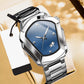 ⌚ LIMITED-TIME 50% OFF! ✨ Men's Rhombus-Shaped Watch – Stainless Steel, Blue Dial, Elegant 🌀
