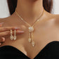 Women's Zircon Flower Necklace Earrings Set