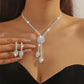 Women's Zircon Flower Necklace Earrings Set