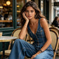 Women's Sleeveless V-Neck Denim Jumpsuit